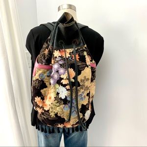Lucky Brand Floral Leather Trim Backpack
